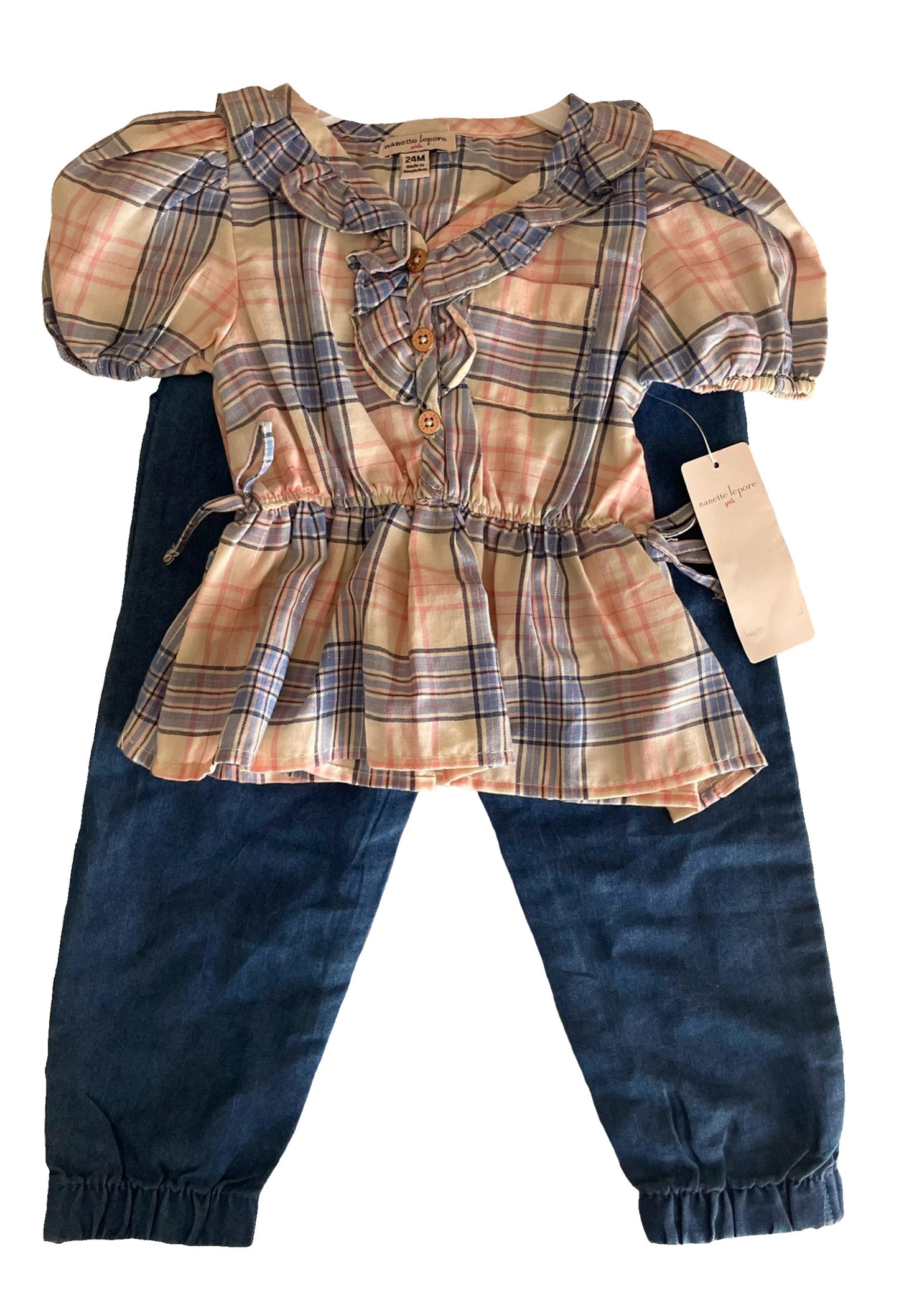 Girl Plaid Shirt 2pcs Set