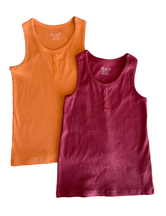 Orange and Burgundy Vest Set