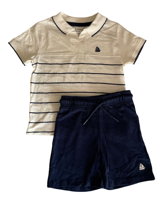 Stripe Shirt Blue Shorts Boy Set