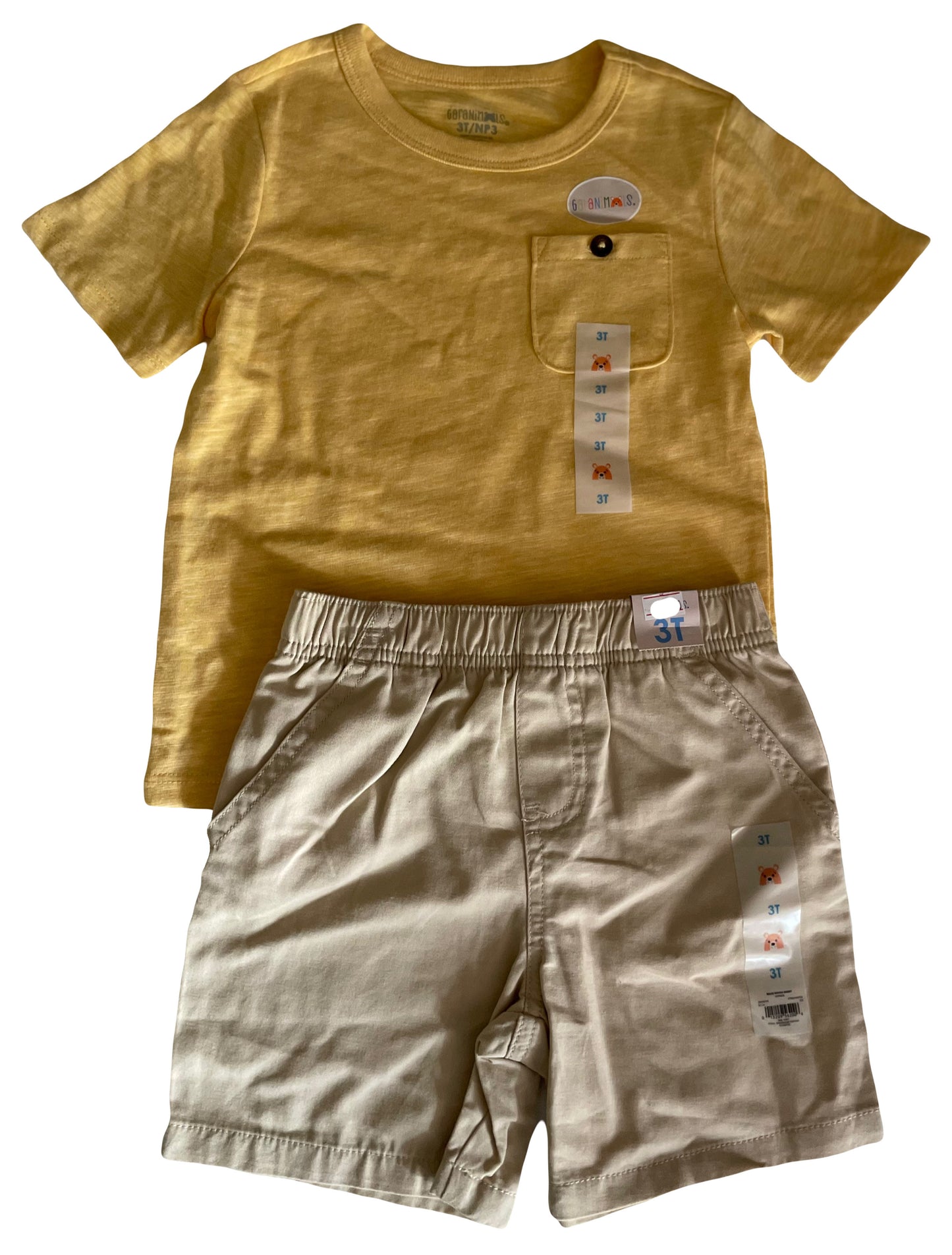 Yellow Shirt and Khaki Shorts Boy Set